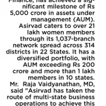 Micro finance firm crosses 5k Crore AUM