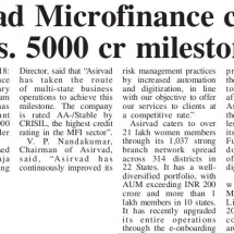 Asirvad Micro Finance 5000 Crores AUM