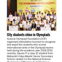 Chennai Students shine at Olympiads